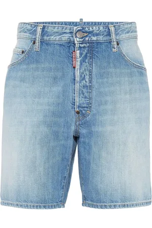 Dsquared2 Shorts, Herr, M, Denim, Blå Denim Klassiska Jeans med Fem Fickor