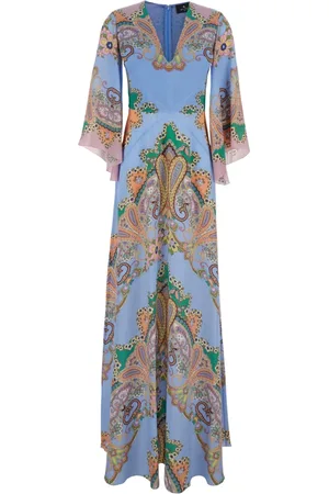 Etro Klänning, Dam, XS, Multifärgad Paisley Print Lång Klänning Kvinna