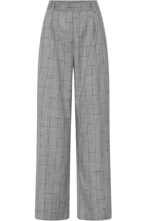 Bruuns Bazaar Byxor, Dam, XS, Polyester, Lösare byxor i grårutig design