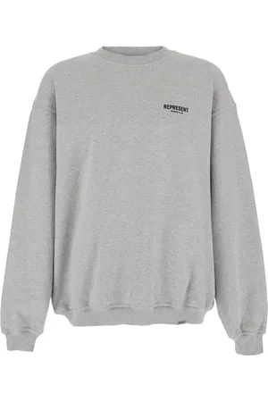Represent Sweatshirts & Hoodies, Herr, S, Bomull, Grå Logo Crewneck Sweatshirt Bomull Man
