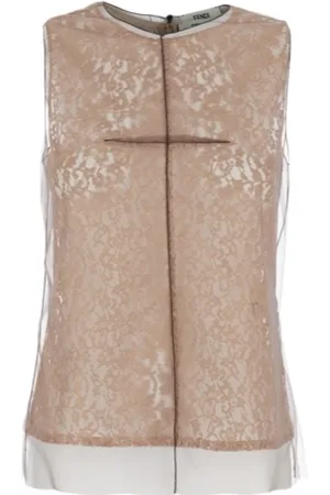Fendi Topp, Dam, S, Spetsig Topp Elegant Stilfull Mode