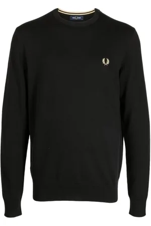 Fred Perry Stickade tröjor & koftor, Herr, XL, Bomull, Logo-broderad Crew-Neck Tröja