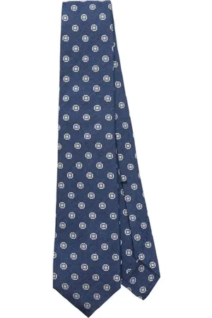 BARBA Accessoarer, Herr, ONE Size, Blå Silke Jacquard Diamant Slips