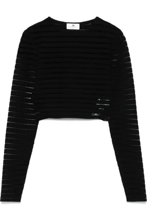 Elisabetta Franchi Stickade tröjor & koftor, Dam, S, Polyester, Elegant Nero T-shirt för kvinnor