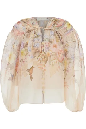 ZIMMERMANN Blusar & Skjortor , Dam, S, Linne, Beige Illuminate Drawn Blouse