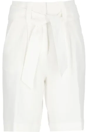 PESERICO SIGN Shorts, Dam, 2Xs, Linne, Vita Linne Bermuda Shorts med Bälte