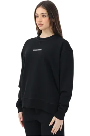 Dsquared2 Sweatshirts & Hoodies, Dam, M, Bomull, Svart Crewneck Sweatshirt