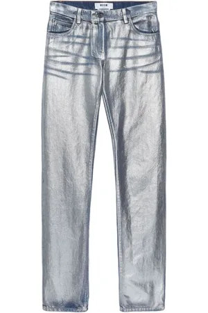 Msgm Jeans, Dam, XS, Bomull, Blå bomullsbyxor