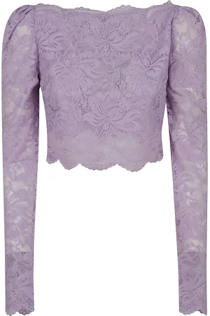 Paco rabanne Topp, Dam, S, Lavender Långärmad Topp med Spetskant