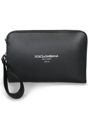 Dolce & Gabbana Väska, Herr, ONE Size, Läder, Svart Läder Dragkedja Pouch Väska