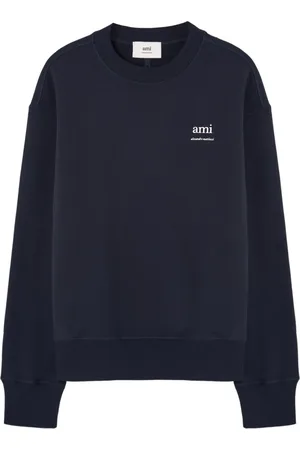 Ami Sweatshirts & Hoodies, Herr, M, Bomull, Blå Bomullsweatshirt Oversize Stil