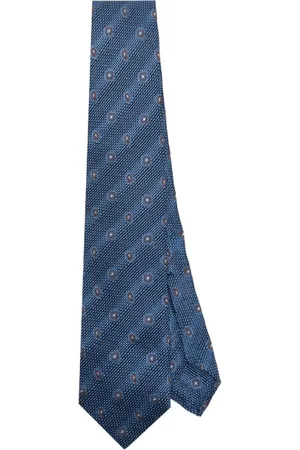 BARBA Accessoarer, Herr, ONE Size, Blå Silke Jacquard Diamant Slips