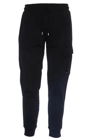 C.P. Company Byxor, Herr, L, Bomull, Svarta Cargo Sweatpants Diagonal Fleece