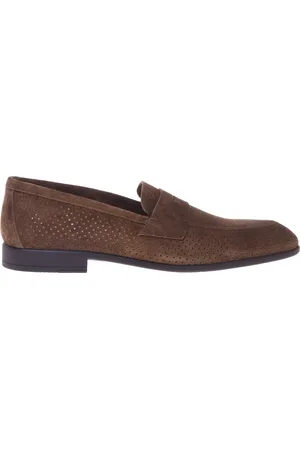 BALDININI Skor, Herr, 39 EU, Leather perforated suede loafer