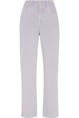 Brunello Cucinelli Byxor, Dam, 2Xs, Lila Färgade Byxor med Klassiska Fickor