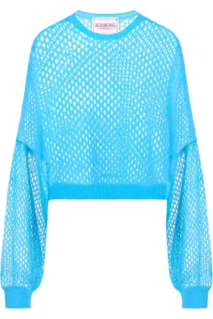 Iceberg Stickade tröjor & koftor, Dam, S, Mjuk och lätt crewneck i öppen mohair i kobolt
