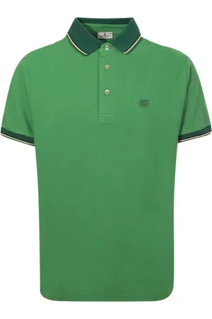 Etro Topp, Herr, XL, Bomull, Grön Pikétröja Enfärgad Bomull