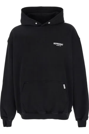 Represent Sweatshirts & Hoodies, Herr, M, Bomull, Svart Logga Hoodie Bomull Man
