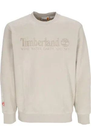 Timberland Sweatshirts & Hoodies, Herr, XL, Polyester, Linear Logo Crewneck Sweatshirt Island Fossil