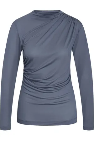 Bruuns Bazaar Topp, Dam, L, Vintage Indigo Draped Blus