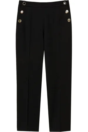 Twin-Set Byxor, Dam, XS, Polyester, Svarta Slim Byxor med Juvelknappar