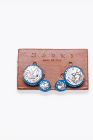 Marni Accessoarer, Dam, ONE Size, Blå Kristall Clip-on Örhängen