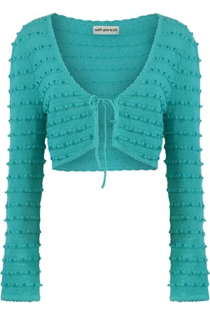 Self-Portrait Stickade tröjor & koftor, Dam, L, Bomull, Beaded Knit Cropped Cardigan
