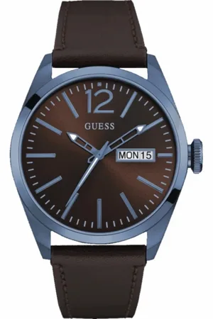 Guess Accessoarer, Herr, ONE Size, Läder, Quartzklocka i rostfritt stål