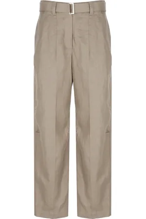Brunello Cucinelli Byxor, Dam, XS, Linne, Brun Linnebyxor med Bältesögla