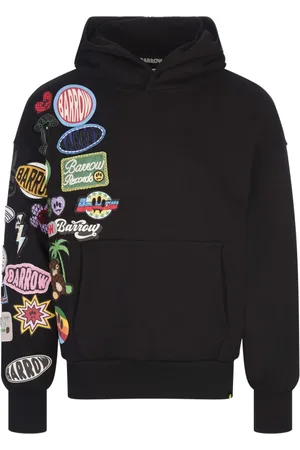 BARROW Sweatshirts & Hoodies, Herr, M, Svart Patchwork Sweatshirt