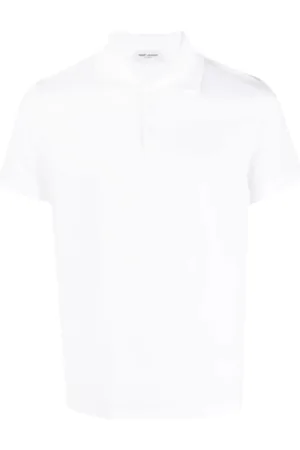 Saint Laurent Topp, Herr, L, Bomull, Organisk Bomull Kortärmad Polo med Monogram Logo