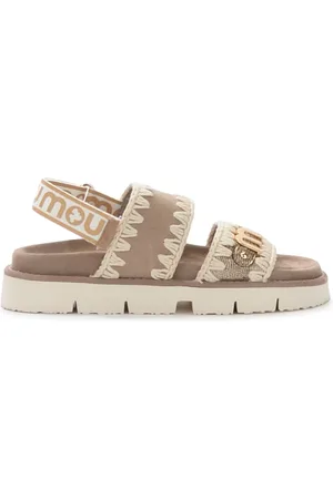 Mou Skor, Dam, 38 EU, Läder, Beige och Guld Lädersandal