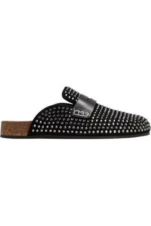 J.W.Anderson Skor, Dam, 36 EU, Mocka, Svarta Mocka Kristalldekorerade Mulor