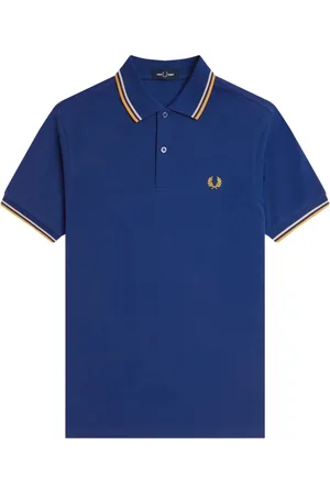 Fred Perry Topp, Herr, XL, Bomull, Randig Krage Polo Skjorta med Ikonisk Broderi