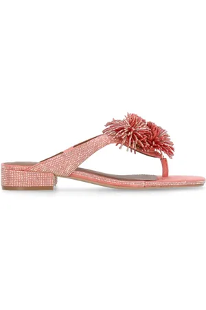 Kurt Geiger Skor, Dam, 36 EU, Läder, Rosa Lädersandaler med Pom Pom