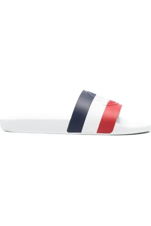 Moncler Skor, Herr, 41 EU, Vita Slide Sandaler med Logoband