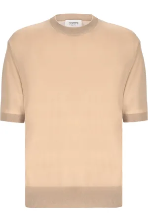 LANEUS Stickade tröjor & koftor, Herr, M, Bomull, Rund hals T-shirt i bomullsgarn