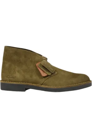 Clarks Skor, Herr, 42 1/2 EU, Läder, Gröna Läderstövlar med Gummisula