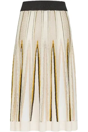 FORTE FORTE Kjol, Dam, L, Polyester, Chevron Stickad Midi A-linje Kjol