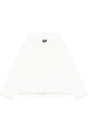 Emporio Armani Sweatshirts & Hoodies, Dam, XS, Vit Tröja med Dragkedja Huva