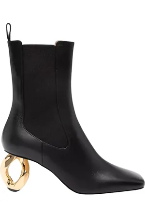 J.W.Anderson Skor, Dam, 39 EU, Läder, Svarta läder ankelboots slip-on