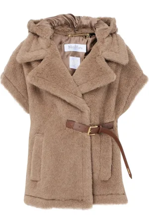 Max Mara Jacka, Dam, S/M, Läder, Camel Teddy Alpaca Ullkappa
