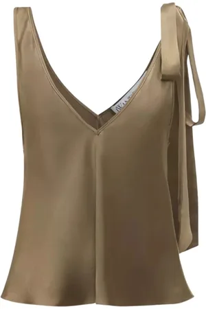 J.W.Anderson Topp, Dam, XS, Silk Olive V-Neck Top