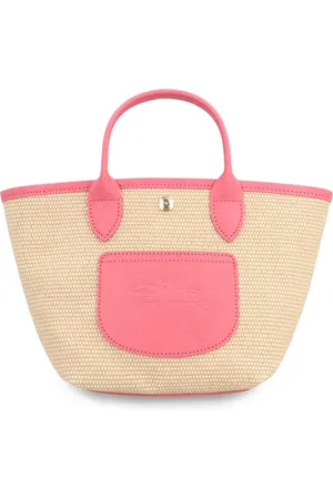 Longchamp Väska, Dam, ONE Size, Läder, Raffia Handväska med Läderdetaljer
