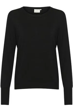 Kaffe Stickade tröjor & koftor, Dam, S, Nylon, Svart Stickad Pullover Sweat