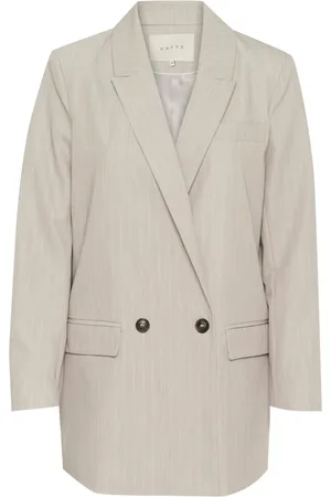 Kaffe Jacka, Dam, XS, Polyester, Fjädergrå Melange Pinstripe Blazer Kostym