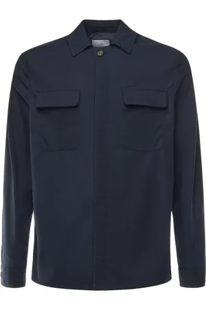 ELEVENTY Jacka, Herr, L, Bomull, Marinblå Bomulls Jacka Klassisk Stil