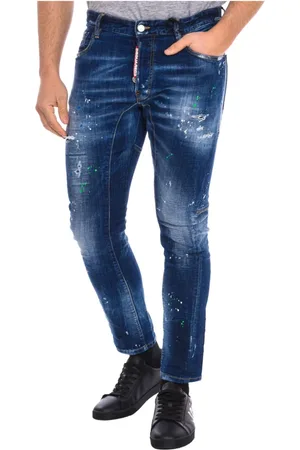 Dsquared2 Jeans, Herr, M, Bomull, Byxor med raka ben och slitna detaljer