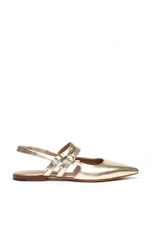 Pomme D´Or Skor, Dam, 36 EU, Läder, Guldiga Slingback-sandaler i Läder