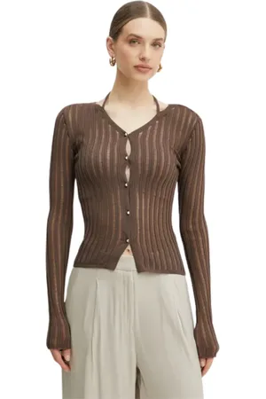 Patrizia Pepe Stickade tröjor & koftor, Dam, M, Brun Cardigan Sweaters Finstickad